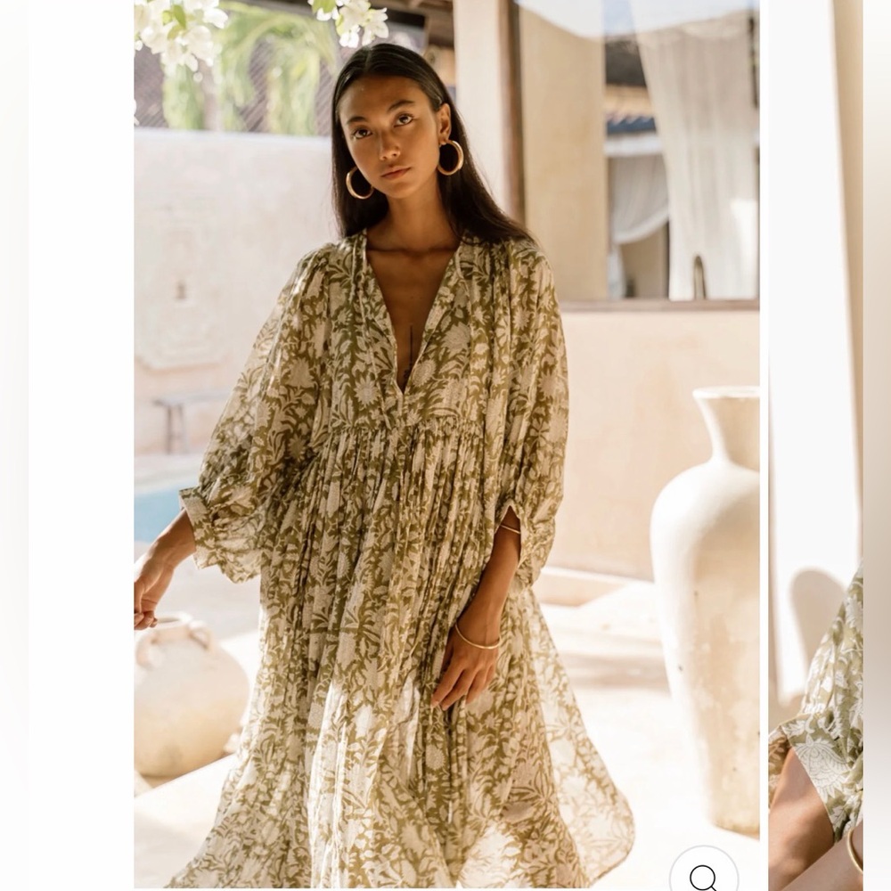 NWT Floral Kyra Midi Dress in Olive